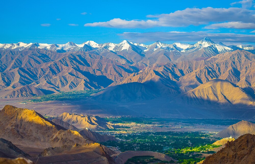 View of Leh from the Khardung Pass, in Northern India, Ladakh region