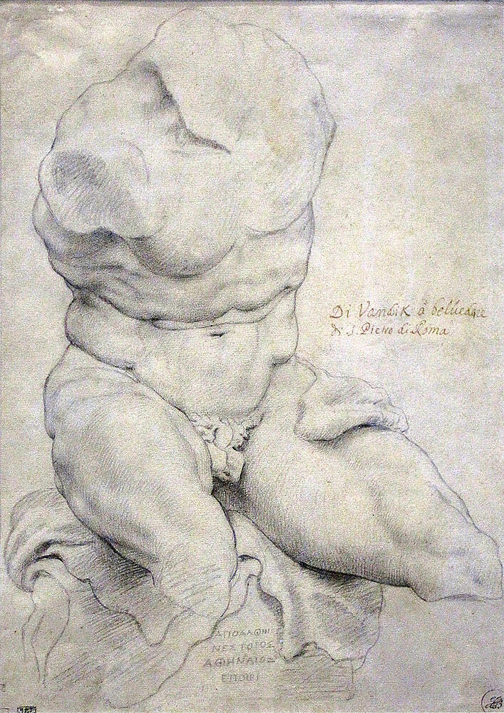 Copy of the Belvedere Torso, Louvre-Lens, black chalk, c. 1601/1602