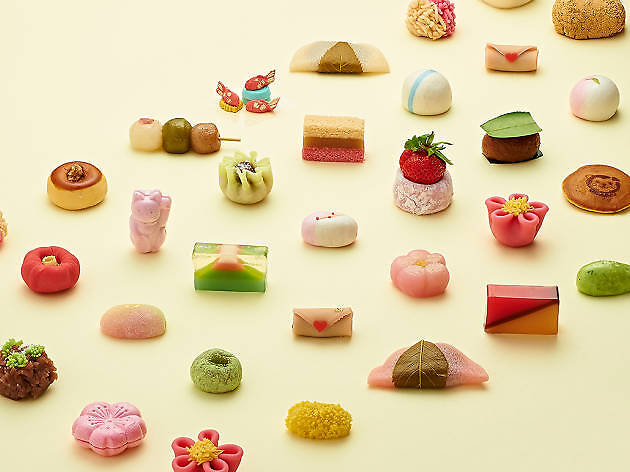 Traditional Japanese confectionary food collon, or Wagashi 和菓子