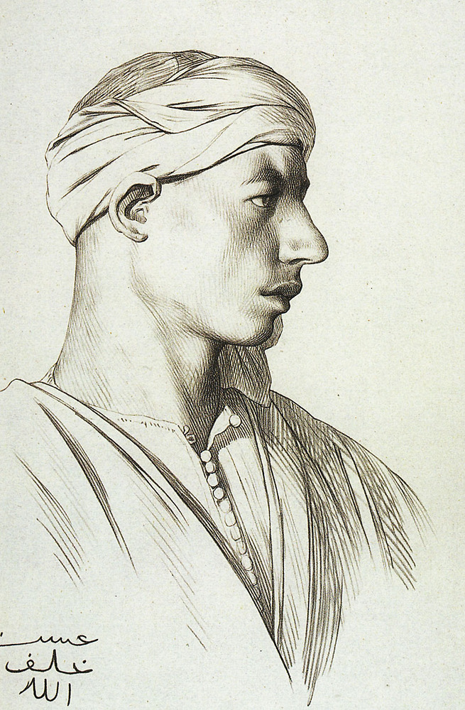 Plate II 14, Head of a Fellah, profile, drawing from Jean-Léon Gérôme