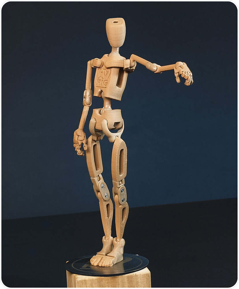 Modern, sophisticated wooden mannequin by Armature Nine