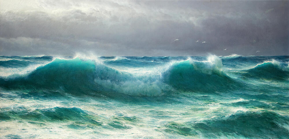 A North Easter off the Cornish coast, 1894, oil, on canvas (?)