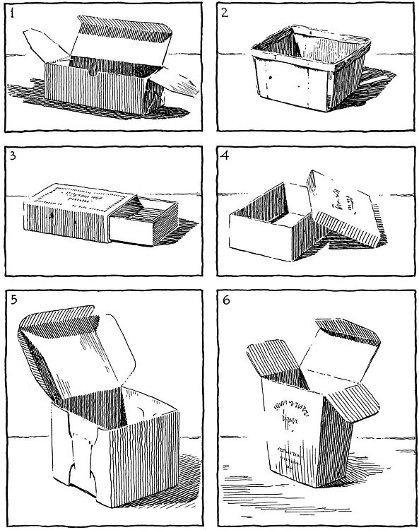 Page 141 of “Rendering in Pen & Ink”: using value/texture to communicate realistic, box-like volumes