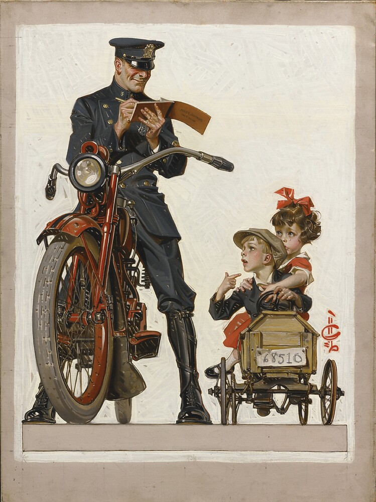 Traffic Stop; The Saturday Evening Post, June 24, 1922, oil on canvas