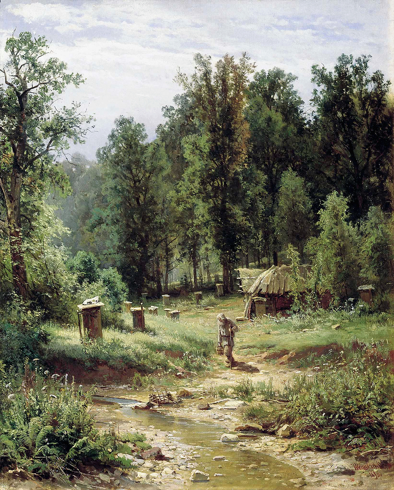 Bee families in the forest (Пасека в лесу, 1876), oil on canvas (?)