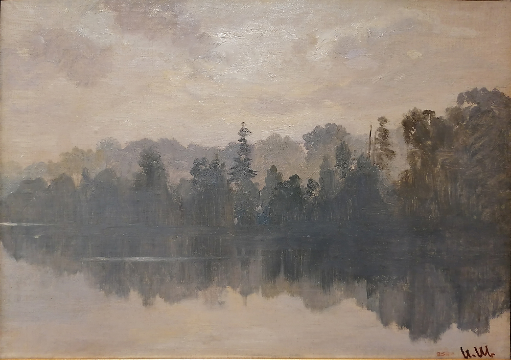 Krestovsky Island shrouded in mist (Крестовский остров в тумане); oil on canvas