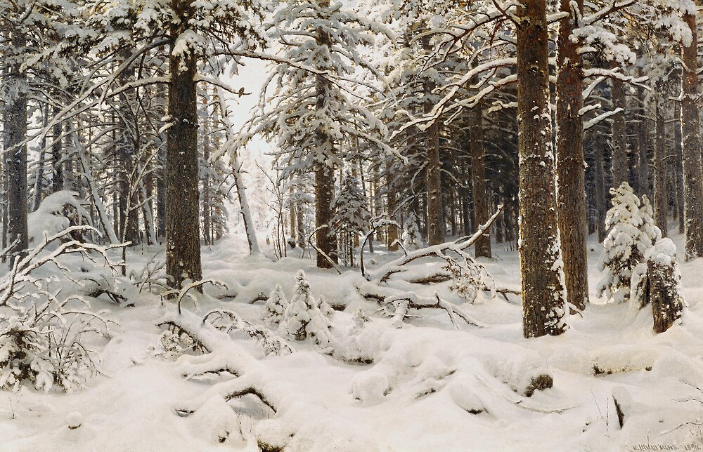 Winter forest (oil on canvas?)