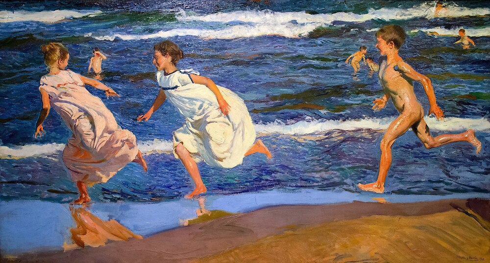 Corriendo por la playa, oil, 1908