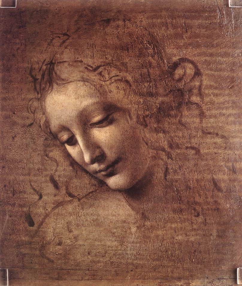 La Scapigliata, female head, oil on panel, 27×21cm, Galleria nazionale di Parma
